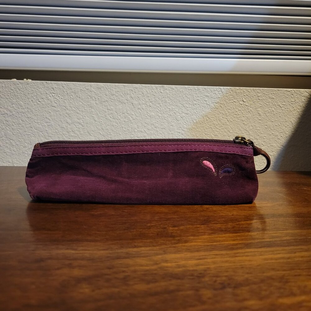 EUC Lucky Brand Velvet Purple Cosmetic Case or Pencil Case - Picture 3 of 10